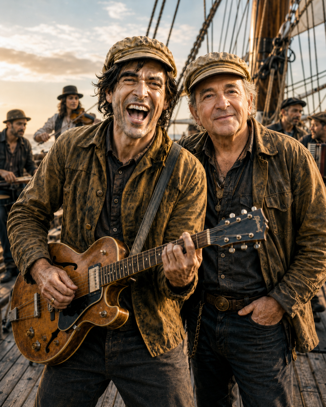 Milt Baehr and Artie Intel on the deck of Schooner Valiant